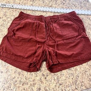 Women's old navy Casual Elastic waistband soft Cotton Shorts - Rust Red XL
